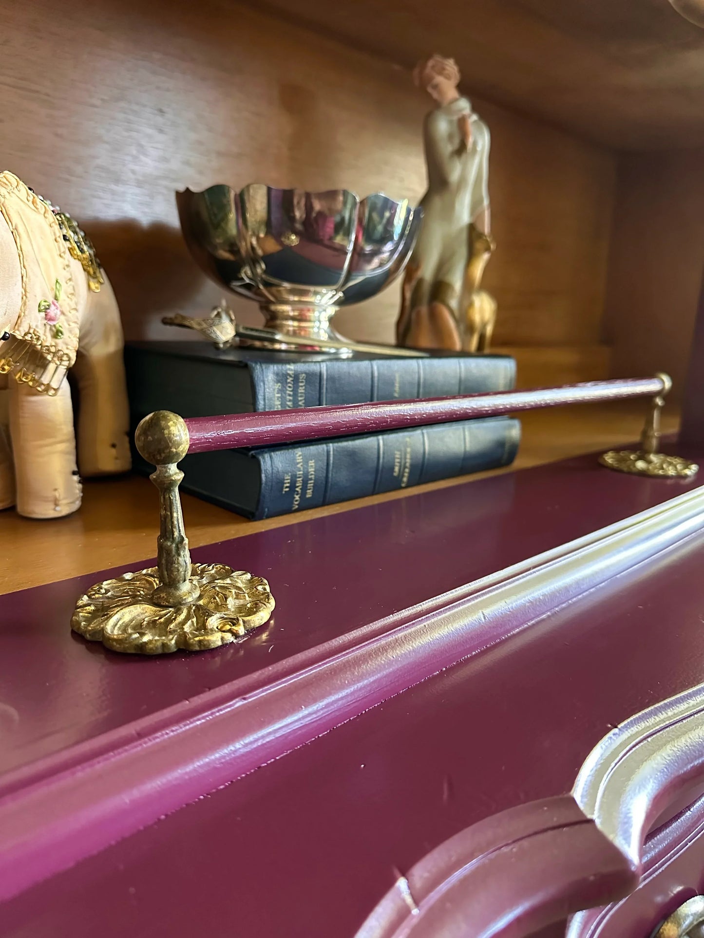 Vintage Magenta Bookcase - Refinished Library Furniture | The Marian Collection