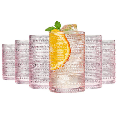 Monet Hobnail Highball Glasses Set of 6 - Vintage Pink Glassware | The Marian Collection