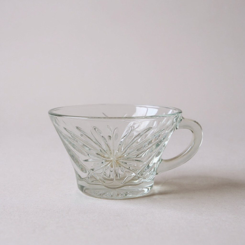Mid-Century Jeannette Glass Cup – Starburst Embossed