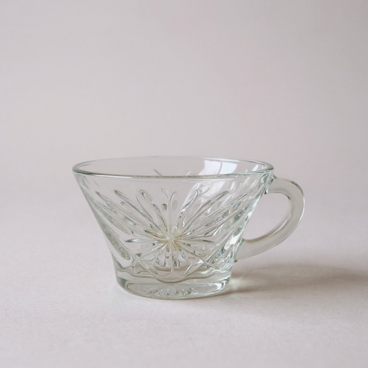 Mid-Century Jeannette Glass Cup – Starburst Embossed