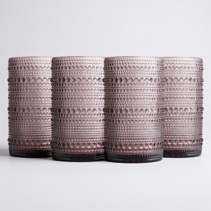 Halo Textured Glass Set – Jewel-Toned Coolers (Set of 4, 15.2 oz)