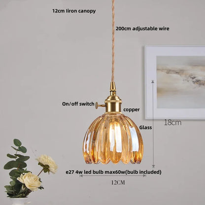 Green Glass LED Pendant Light - Vintage-Inspired Hanging Fixture