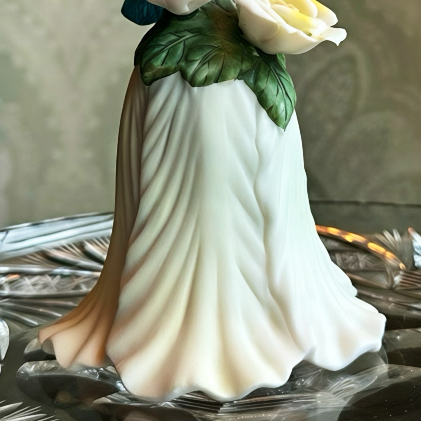Vintage Porcelain Hummingbird Bell | Hand-Formed Flowers & Blue-Green Bird Figurine