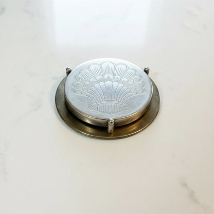 Vintage Silver-Plated Scallop Shell Coasters & Ball-Foot Caddy – Set of 6