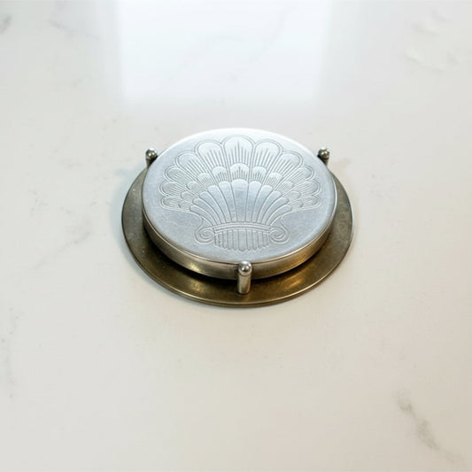 Vintage Silver-Plated Scallop Shell Coasters & Ball-Foot Caddy – Set of 6