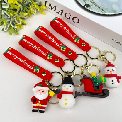 Christmas Keychain Set - Santa & Snowman PVC Charms | Holiday Gift