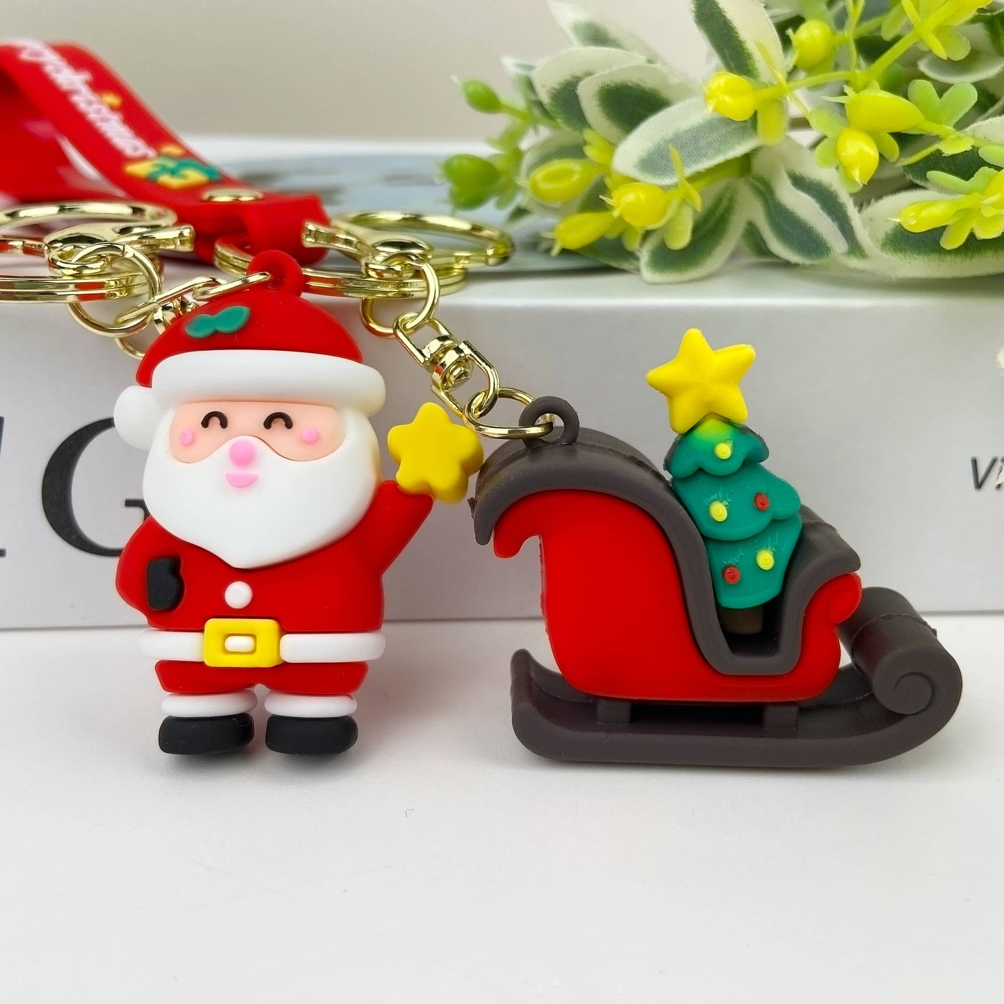 Christmas Keychain Set - Santa & Snowman PVC Charms | Holiday Gift