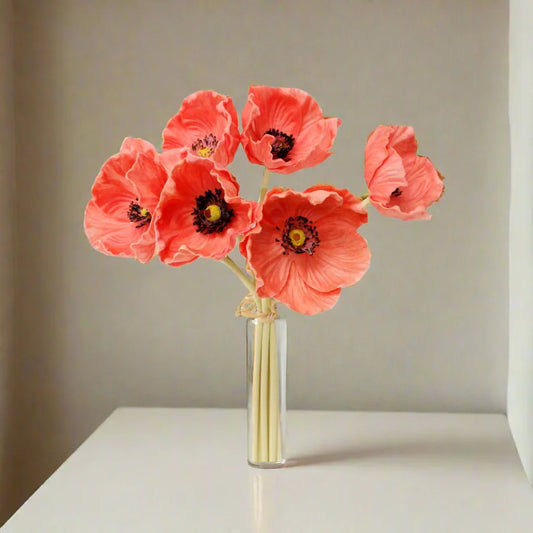 Real Touch Poppy Bouquet — Coral Reef