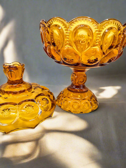 Vintage Indiana Glass Amber Candy Dish