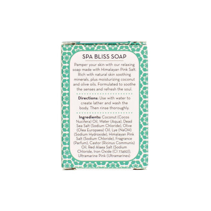 SPA Bliss Soap with Himalayan Pink Salt, made from coconut and olive oils, soothing and moisturizing.