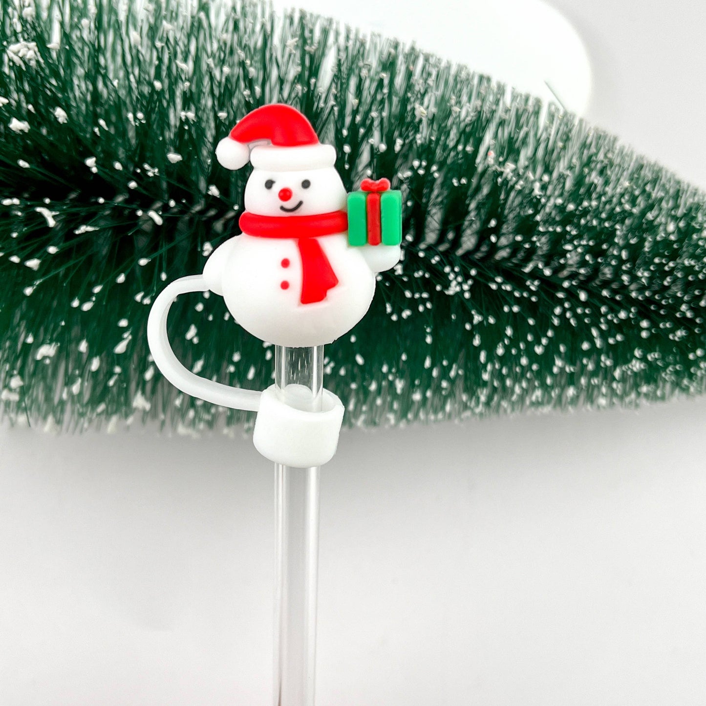 Snowman Straw Topper - Christmas Straw Cover Charm | Holiday Drinkware Decor