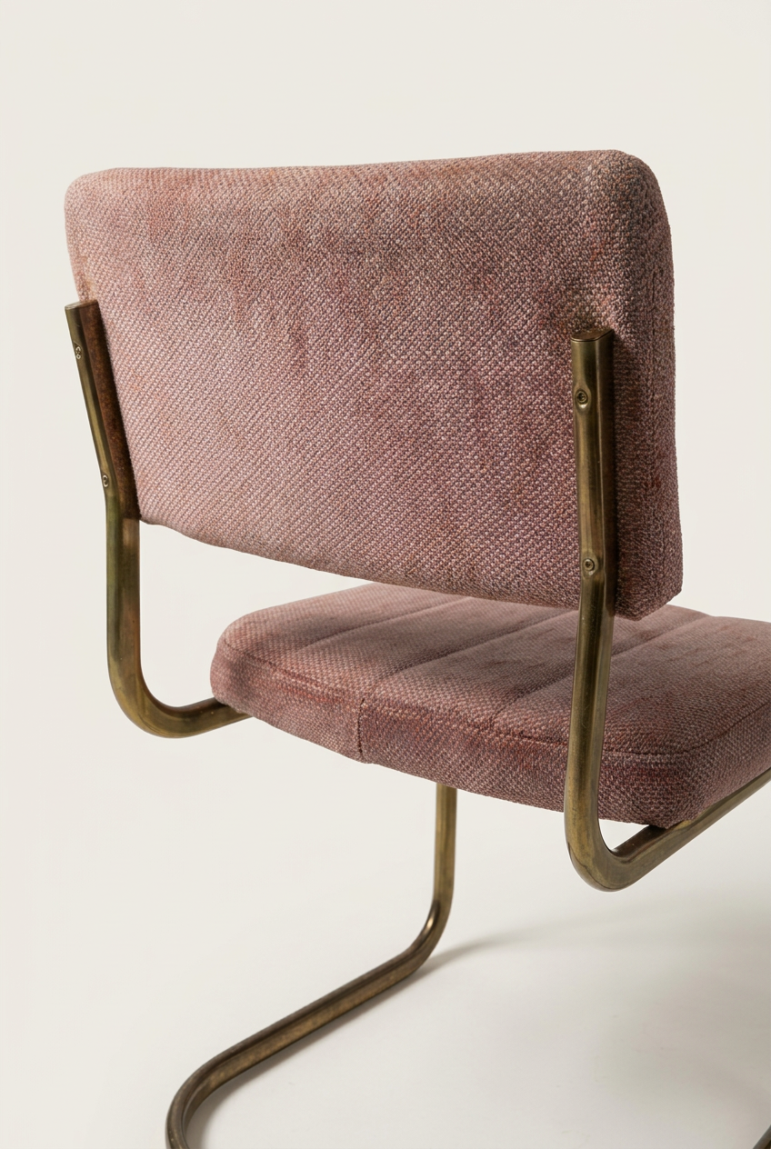 1980s Douglas Furniture Brass & Glass Dining Set with Dusty Rose Chairs, 5 Pieces