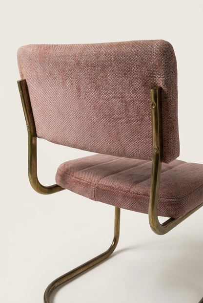 1980s Douglas Furniture Brass & Glass Dining Set with Dusty Rose Chairs, 5 Pieces