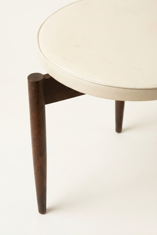 Vintage Kodawood Miami Sculptural Stool with Cream Vinyl, circa 1960s