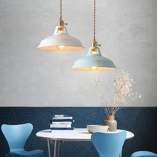 Vintage-Inspired Colorful Pendant Light - Retro Glass Shade