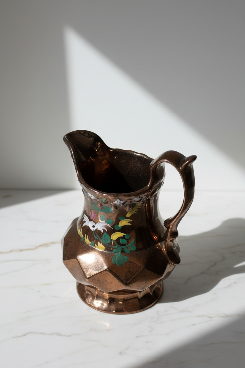 Copper Lustre Pitcher — Spout View