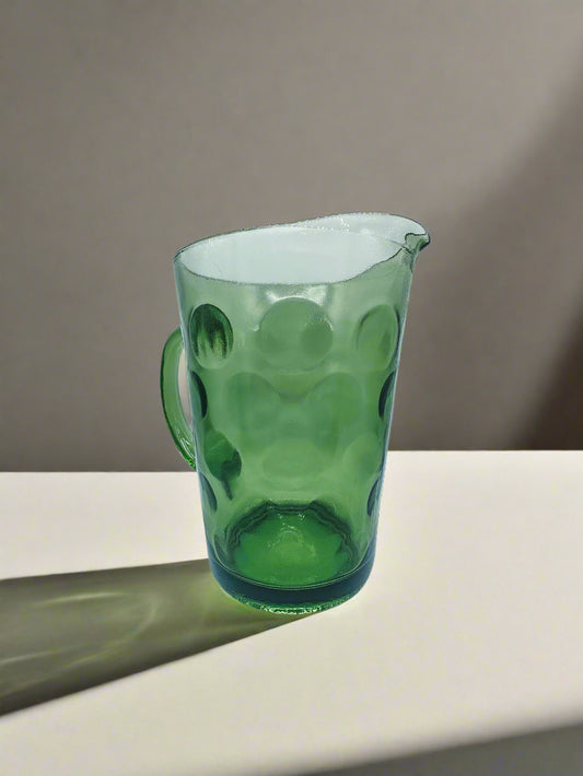 Green Bubble Glass Pitcher – Mid-Century