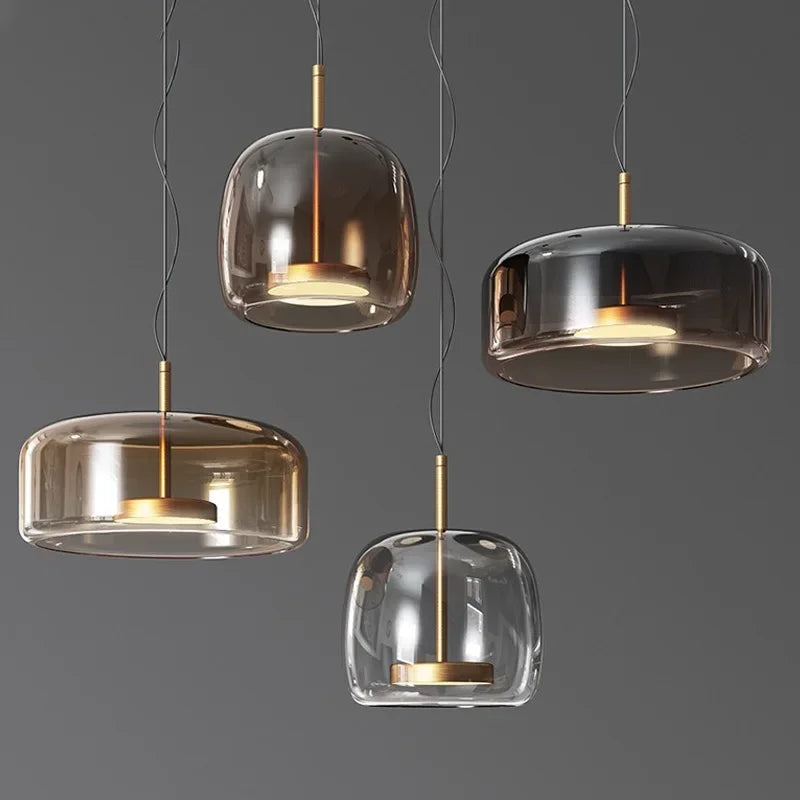 Moroccan Amber Glass Pendant Light - Modern Nordic Boho Lighting