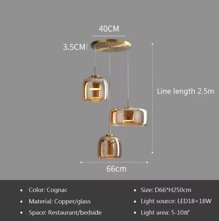 Moroccan Amber Glass Pendant Light - Modern Nordic Boho Lighting