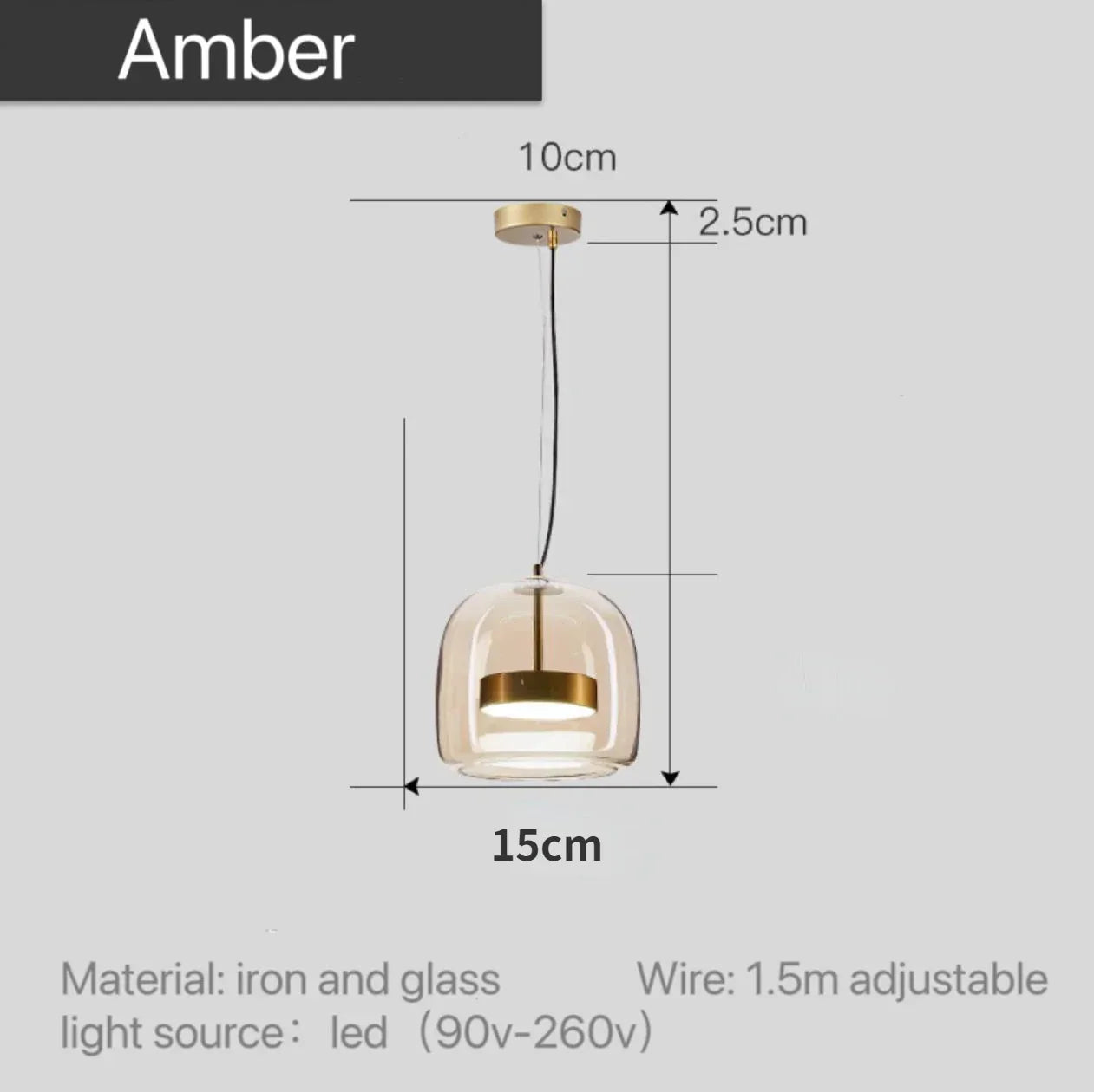 Moroccan Amber Glass Pendant Light - Modern Nordic Boho Lighting
