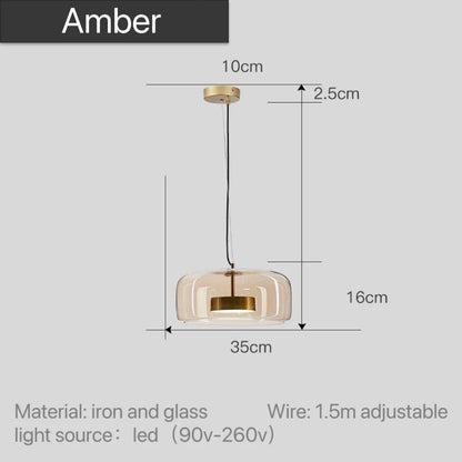 Moroccan Amber Glass Pendant Light - Modern Nordic Boho Lighting