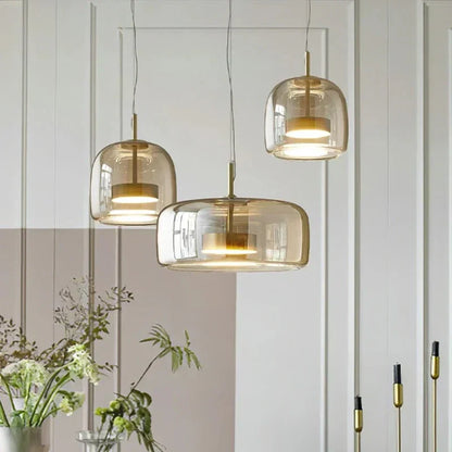 Moroccan Amber Glass Pendant Light - Modern Nordic Boho Lighting