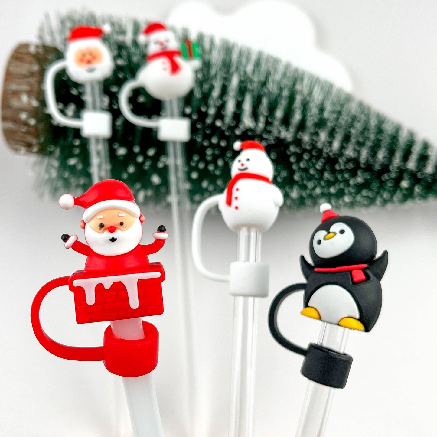 Snowman Straw Topper - Christmas Straw Cover Charm | Holiday Drinkware Decor