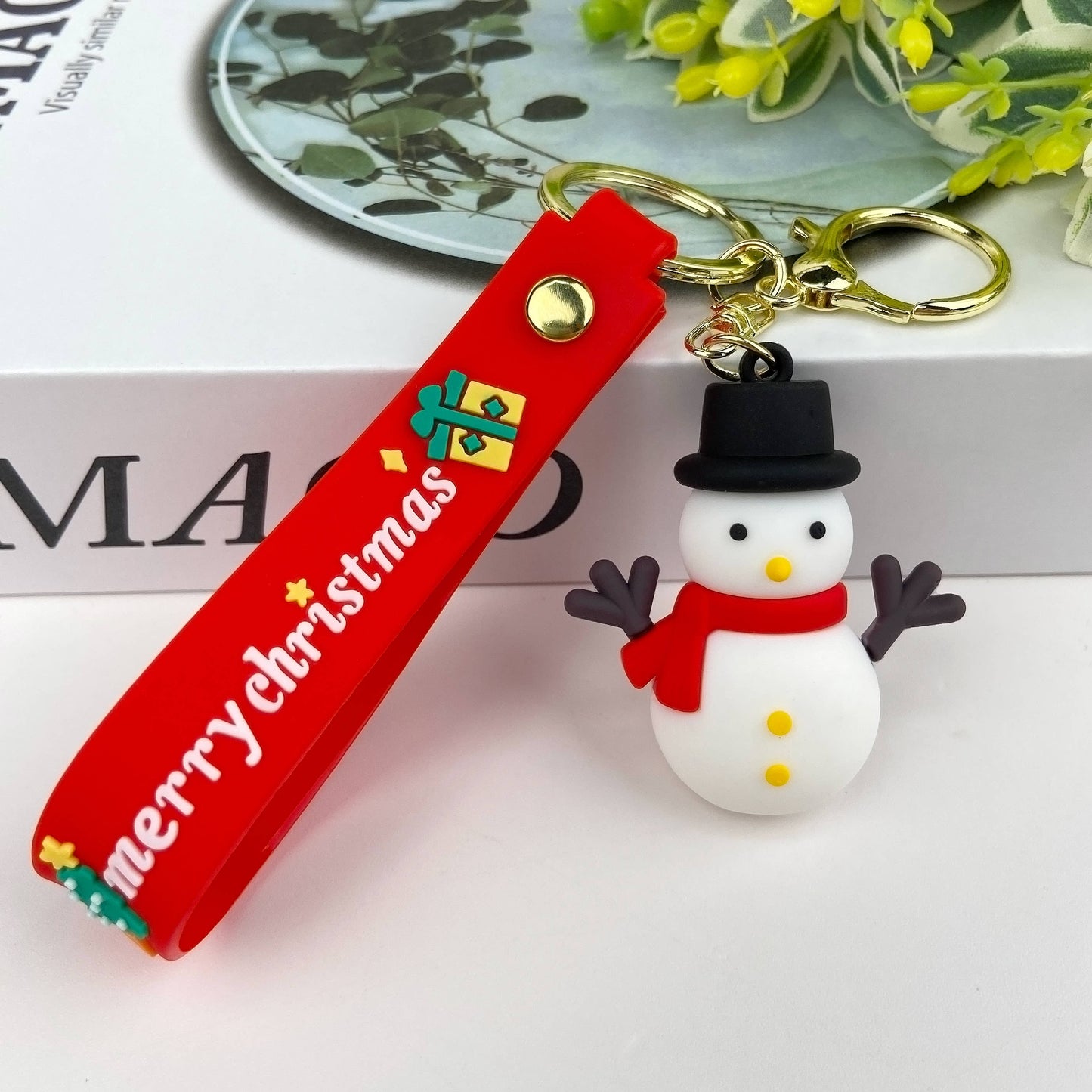 Christmas Keychain Set - Santa & Snowman PVC Charms | Holiday Gift