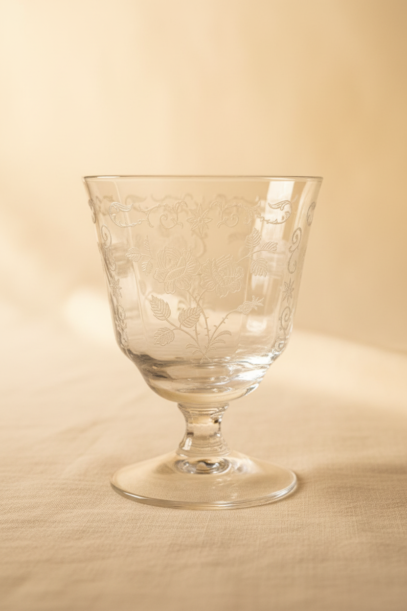 Etched Crystal Wine Goblet — Single