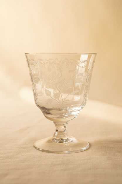 Etched Crystal Wine Goblet — Single