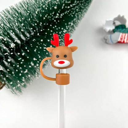 Elk Straw Topper - Christmas Reindeer Straw Cover | Holiday Drinkware Decor