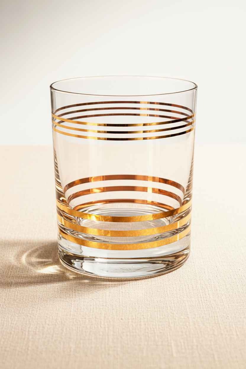 Gold Banded Rocks Glass — Single