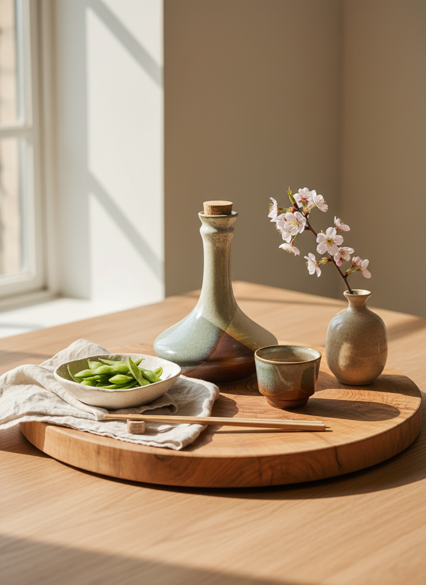 Handcrafted ceramic sake set lifestyle image