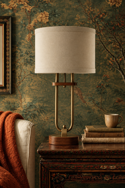Lamp in a moody botanical room