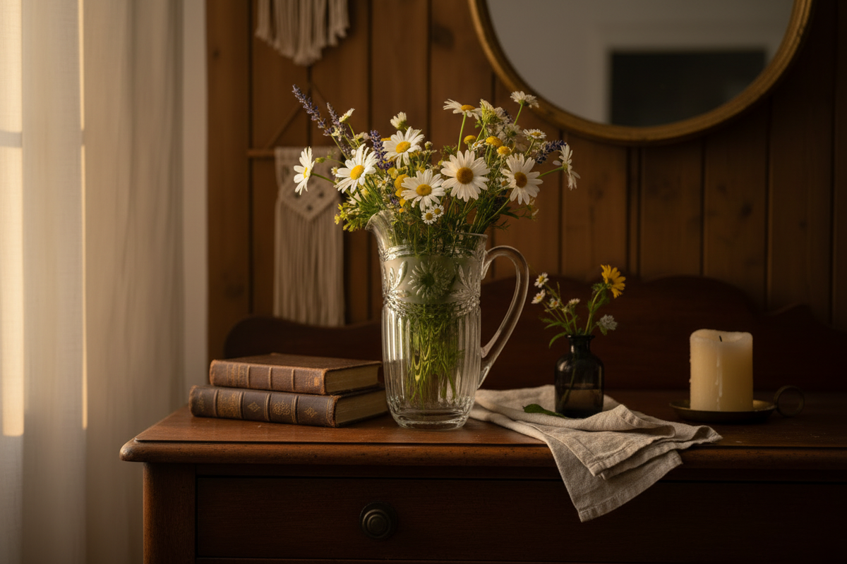 Pressed Glass Pitcher — Lifestyle