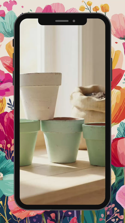 Hand‑Painted Terracotta Planter Pot, French Country