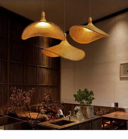 Rattan Pendant Light - Dimmable Bamboo Shade | The Marian Collection