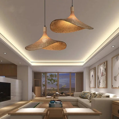 Rattan Pendant Light - Dimmable Bamboo Shade | The Marian Collection