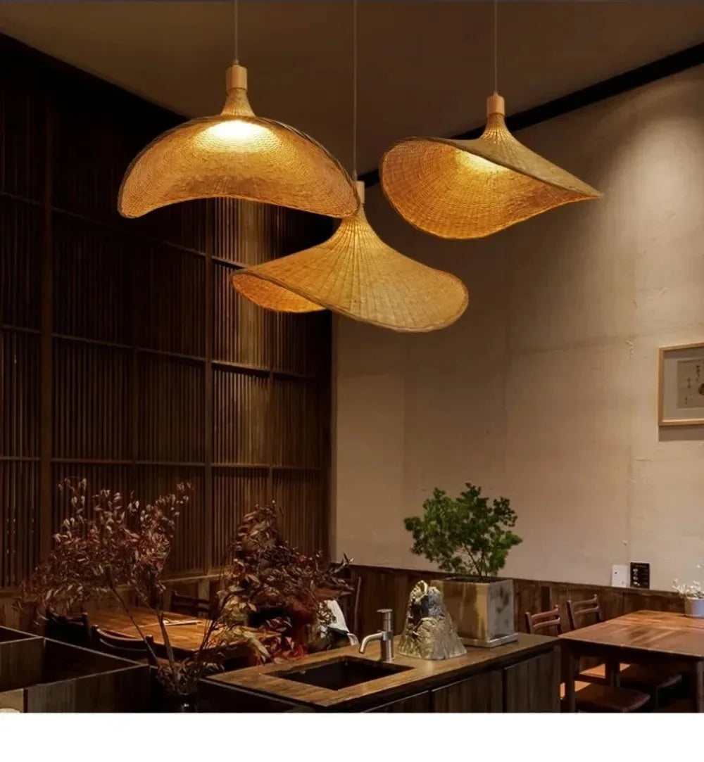 Rattan Pendant Light - Dimmable Bamboo Shade | The Marian Collection