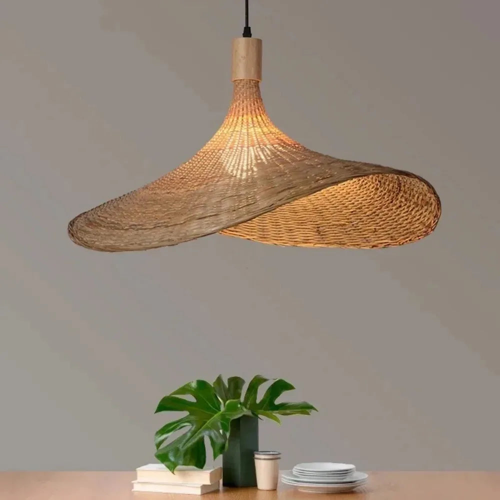 Rattan Pendant Light - Dimmable Bamboo Shade | The Marian Collection