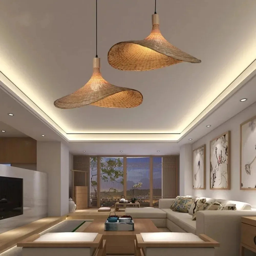 Rattan Pendant Light - Dimmable Bamboo Shade | The Marian Collection