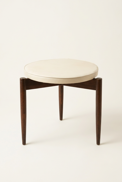 Vintage Kodawood Miami Sculptural Stool with Cream Vinyl, circa 1960s