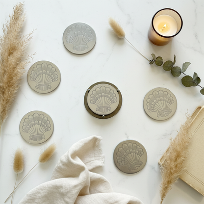 Scallop Shell Coasters Flat Lay