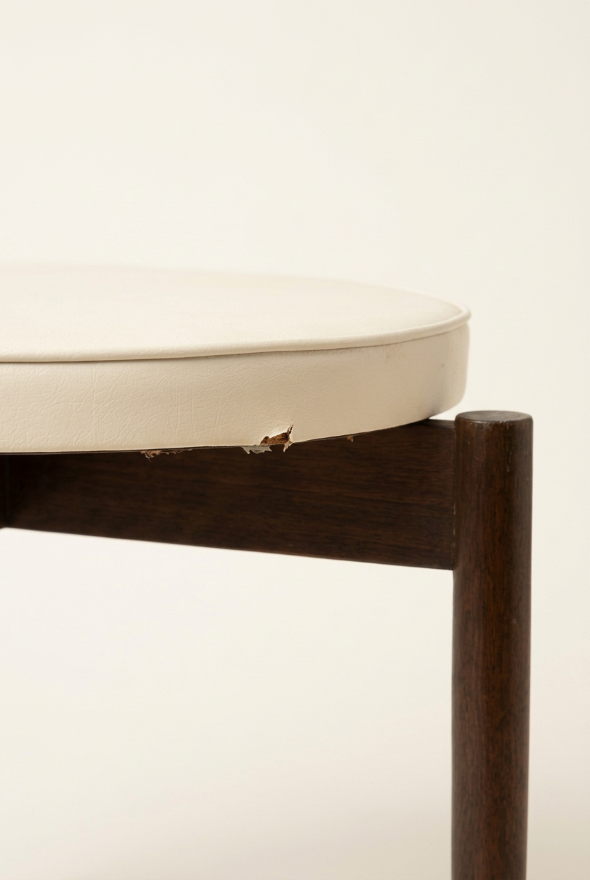 Vintage Kodawood Miami Sculptural Stool with Cream Vinyl, circa 1960s