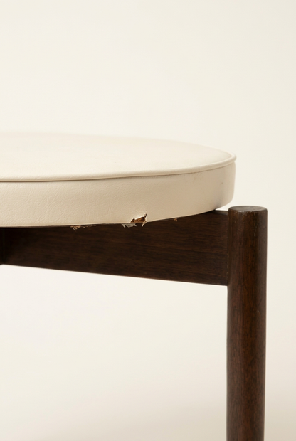 Vintage Kodawood Miami Sculptural Stool with Cream Vinyl, circa 1960s
