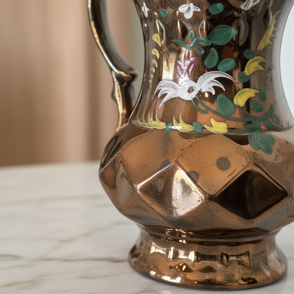 Victorian Copper Lustre Pitcher — Detail on Marble
